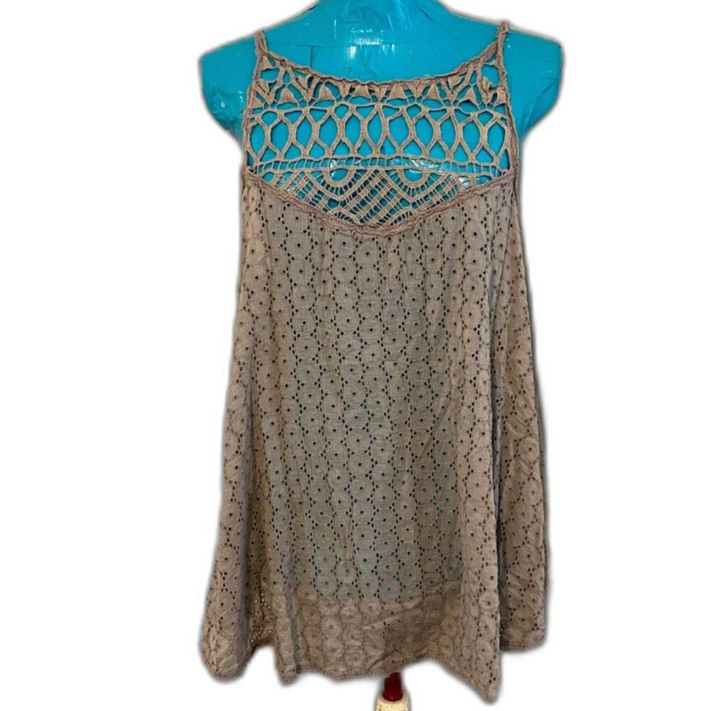Free People Lace Detail Tan Tank Top